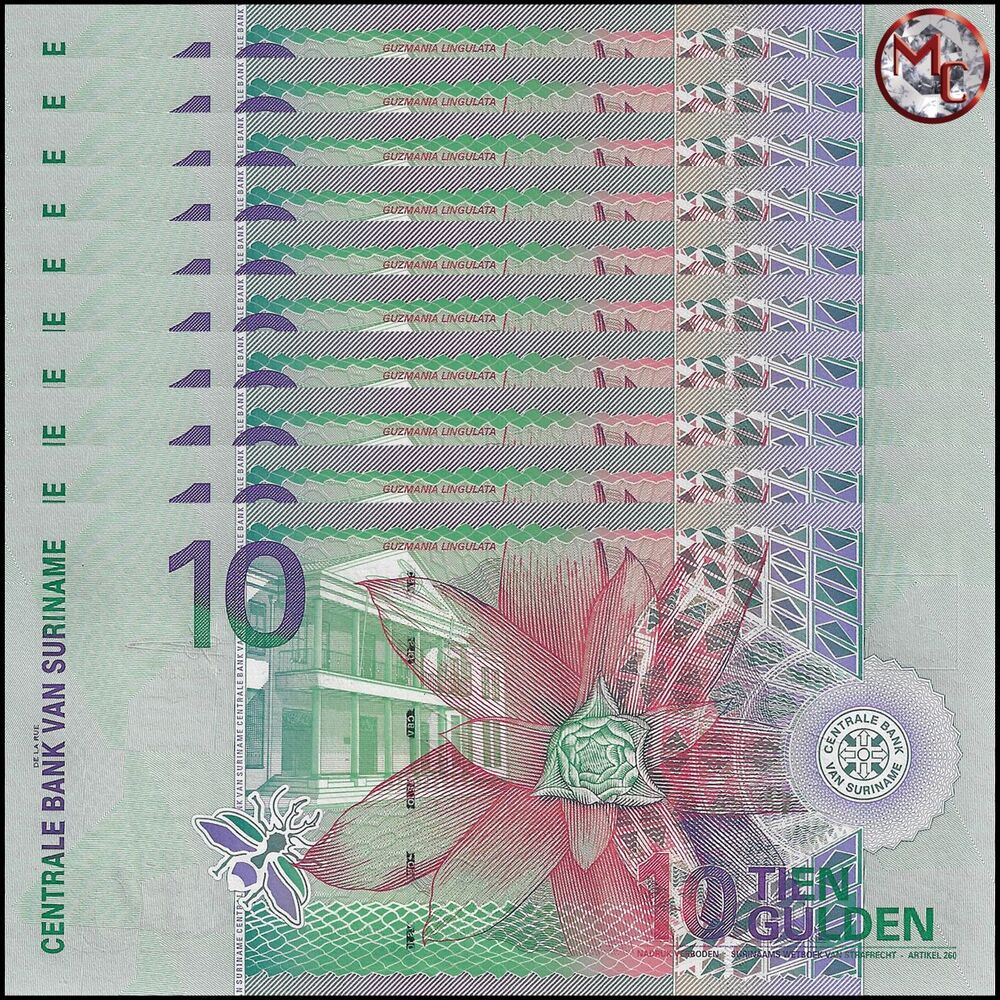 Suriname -  10 Gulden 2000 - Pick # 147 - Set 10 PCS
