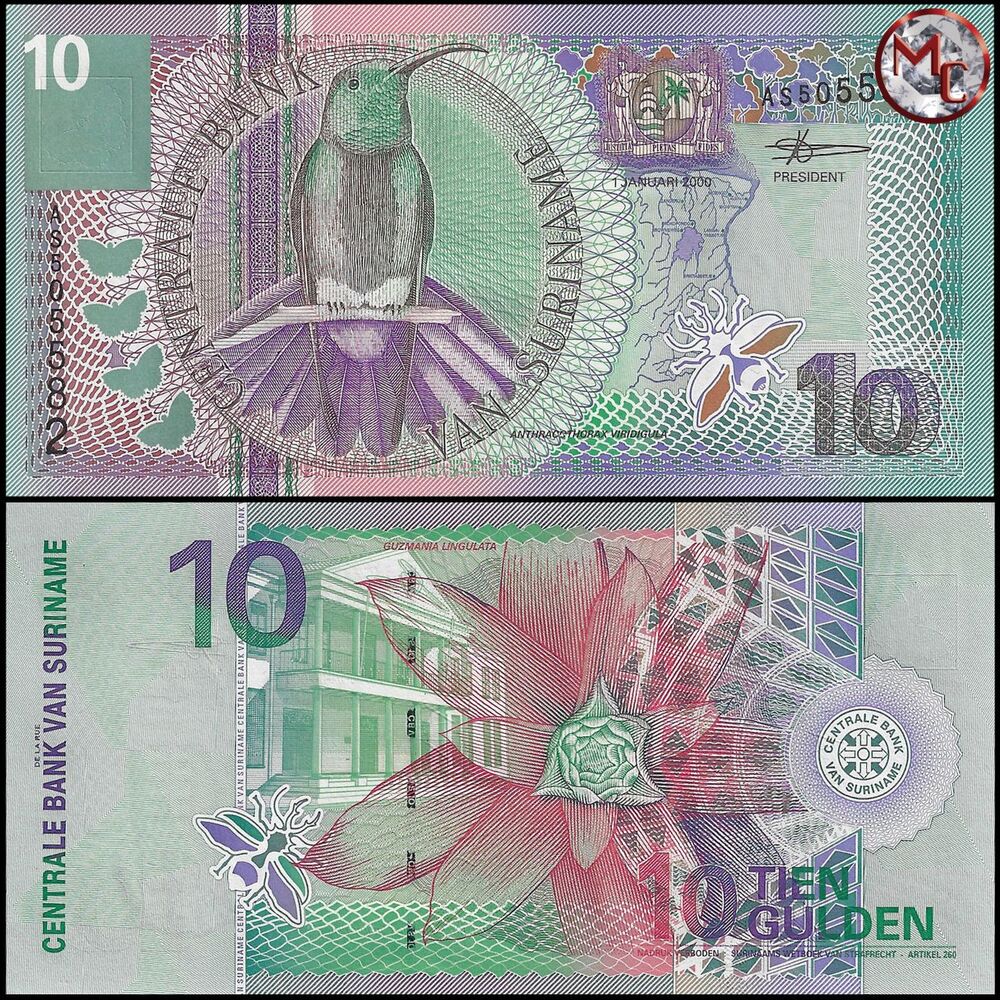 Suriname -  10 Gulden 2000 - Pick # 147 - Set 10 PCS