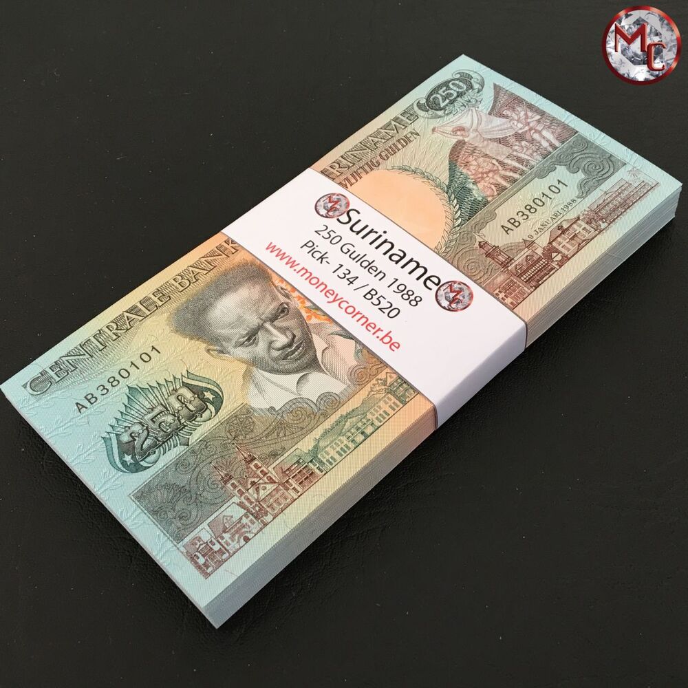 Suriname - 250 Gulden 1988 - Pick- 134 / B520 - Bundle 100 PCS