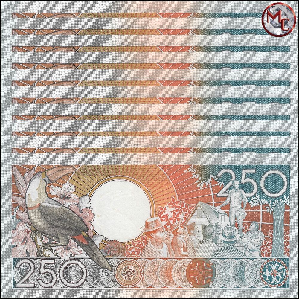 Suriname - 250 Gulden 1988 - Pick- 134 / B520 - Set 10 PCS