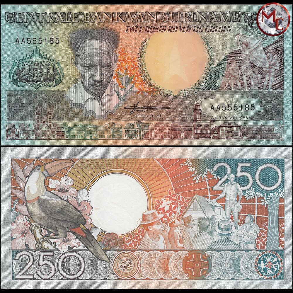 Suriname - 250 Gulden 1988 - Pick- 134 / B520 - Set 10 PCS