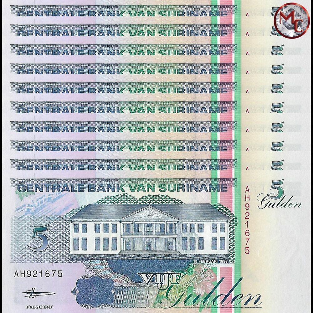Suriname - 5 Gulden 1998 - Pick- 136b - Set 10 PCS