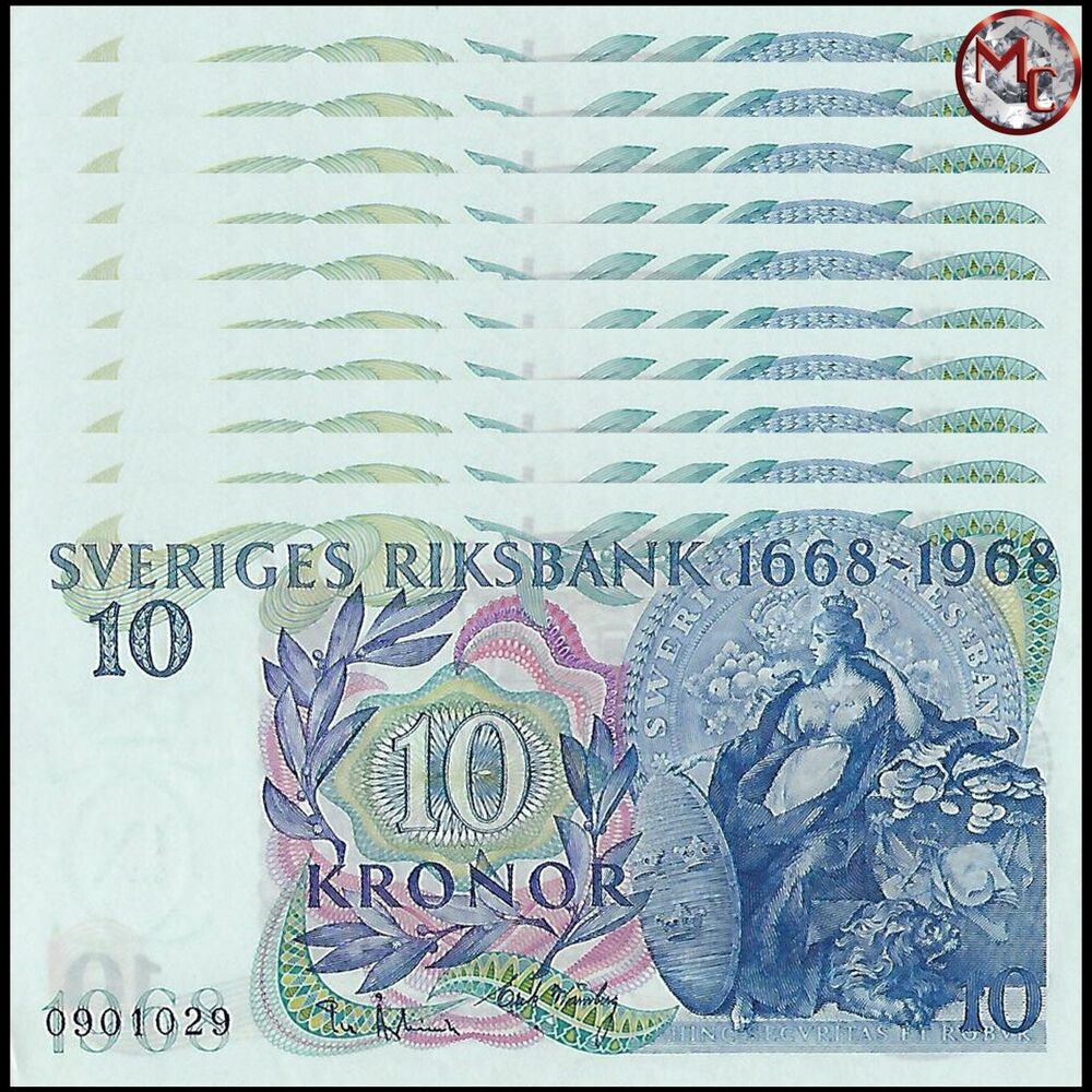 Sweden - 10 Kronor 1968 - Pick- 56 - COMMEMORATIVE - Set 10 PSC