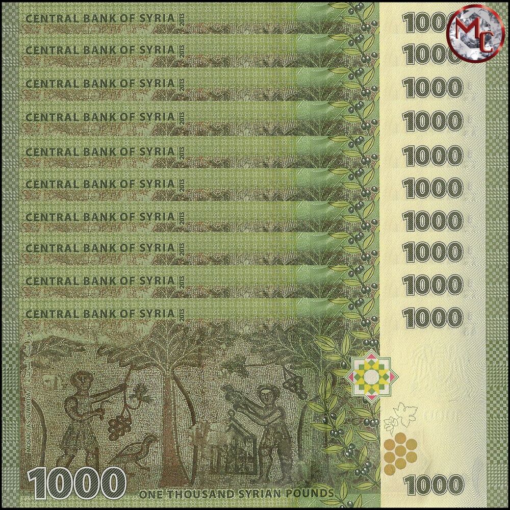 Syria - 1000 Pounds 2013 - Pick- 116 / B631 - Set 10 PCS