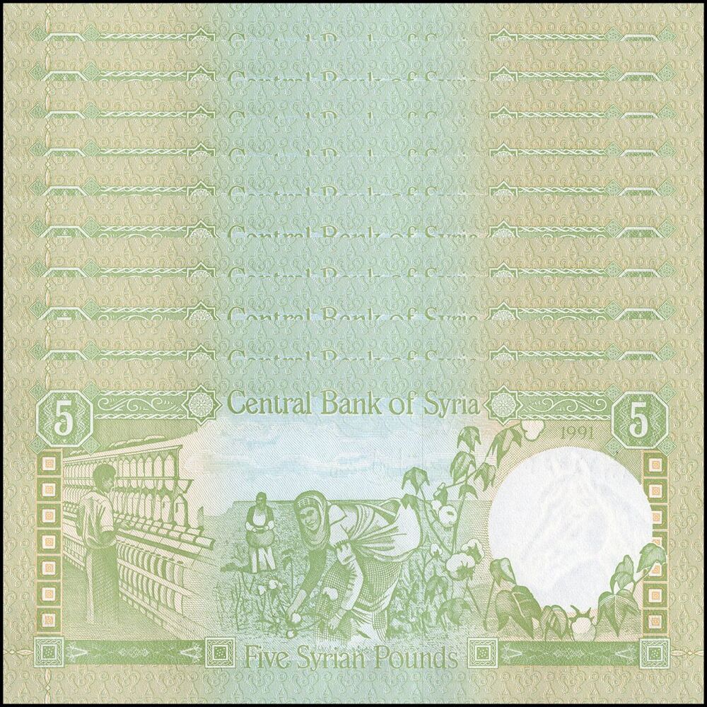 Syria - 5 Pounds 1991 - Pick- 100e / B616e - Set 10 PCS