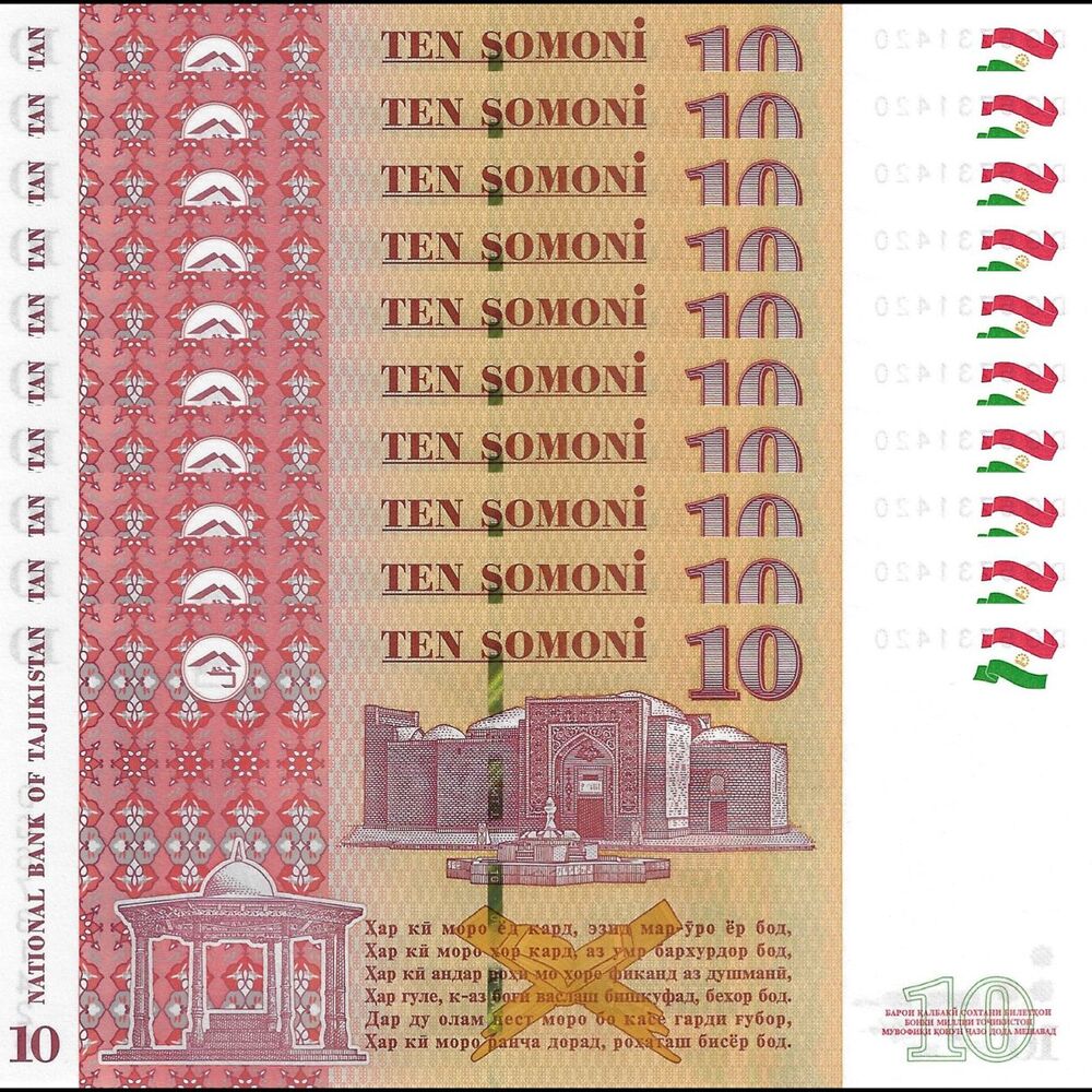 Tajikistan - 10 Somoni 2021 - Pick- NEW / B217b - Set 10 PCS