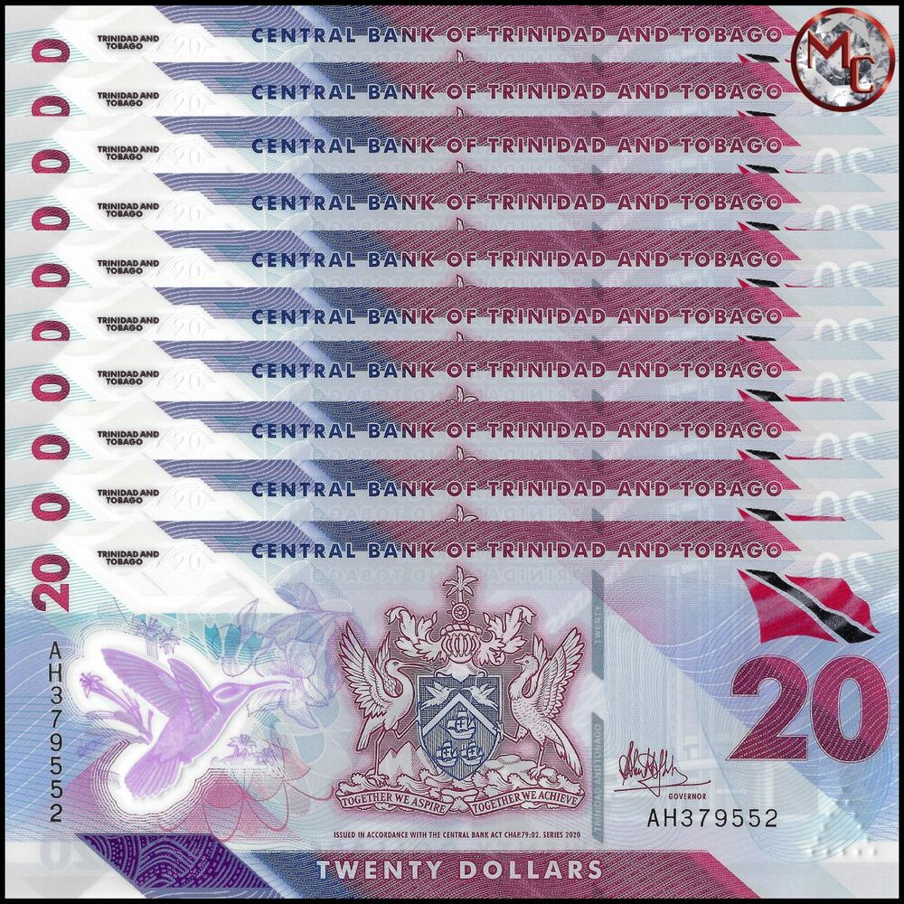 Trinidad and Tobago -  20 Dollars 2020 - Pick # 63a - Set 10 PCS