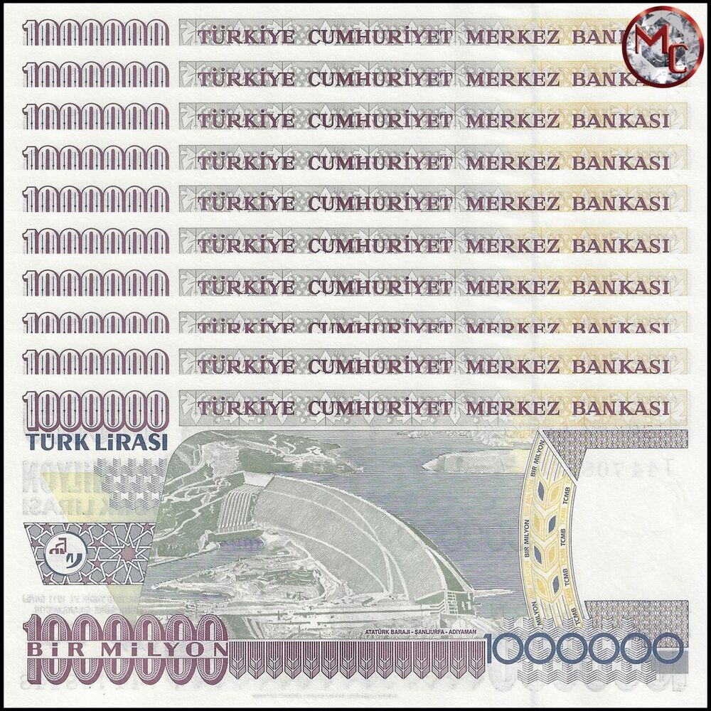Turkey - 1.000.000 Lira 2002 - Pick- 213 / B290b - Set 10 PCS