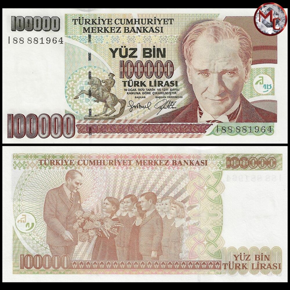 Turkey - 100.000 Lira 1996 - Pick- 206 / B284a - Set 10 PCS