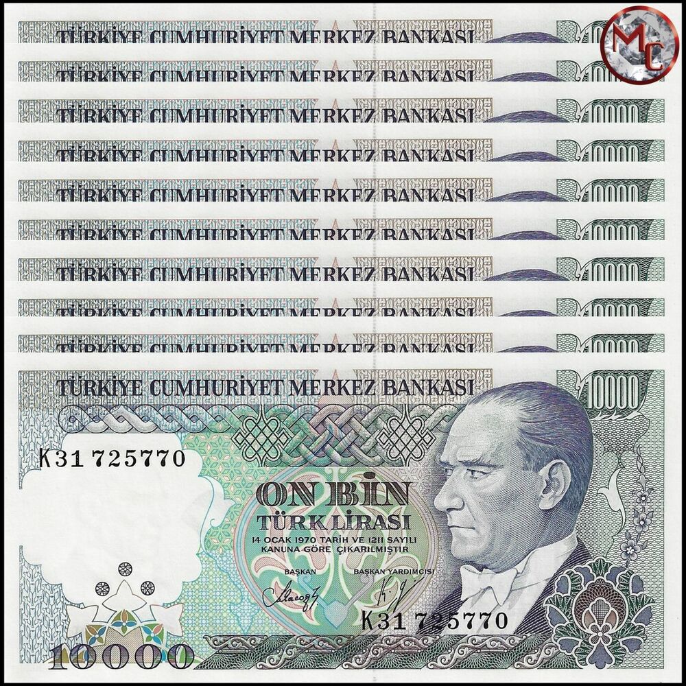 Turkey - 10.000 Lira 1989 - Pick- 200 / B278b - Set 10 PCS