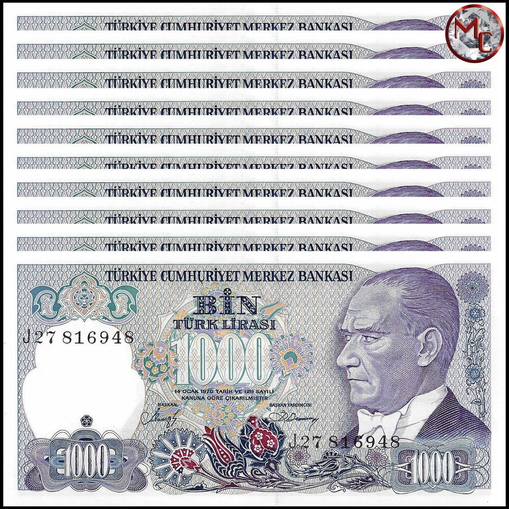 Turkey - 1000 Lira 1988 - Pick- 196 / B272b - Set 10 PCS