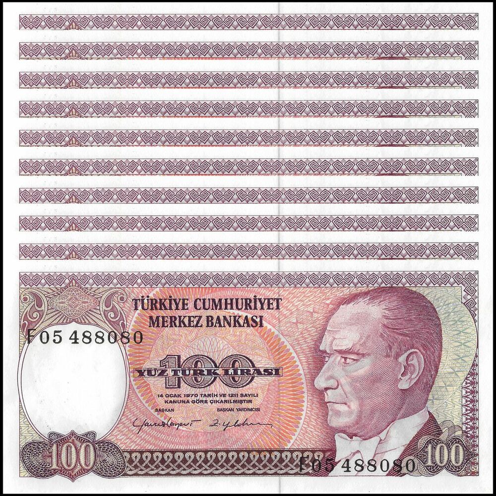 Turkey - 100 Lira 1984 - Pick- 194 - Set 10 PCS