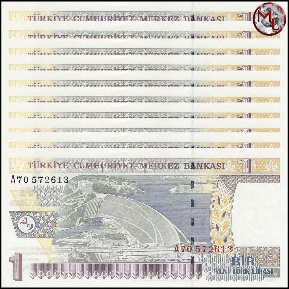 Turkey - 1 New Lira 2005 - Pick- 216 / B294 - Set 10 PCS