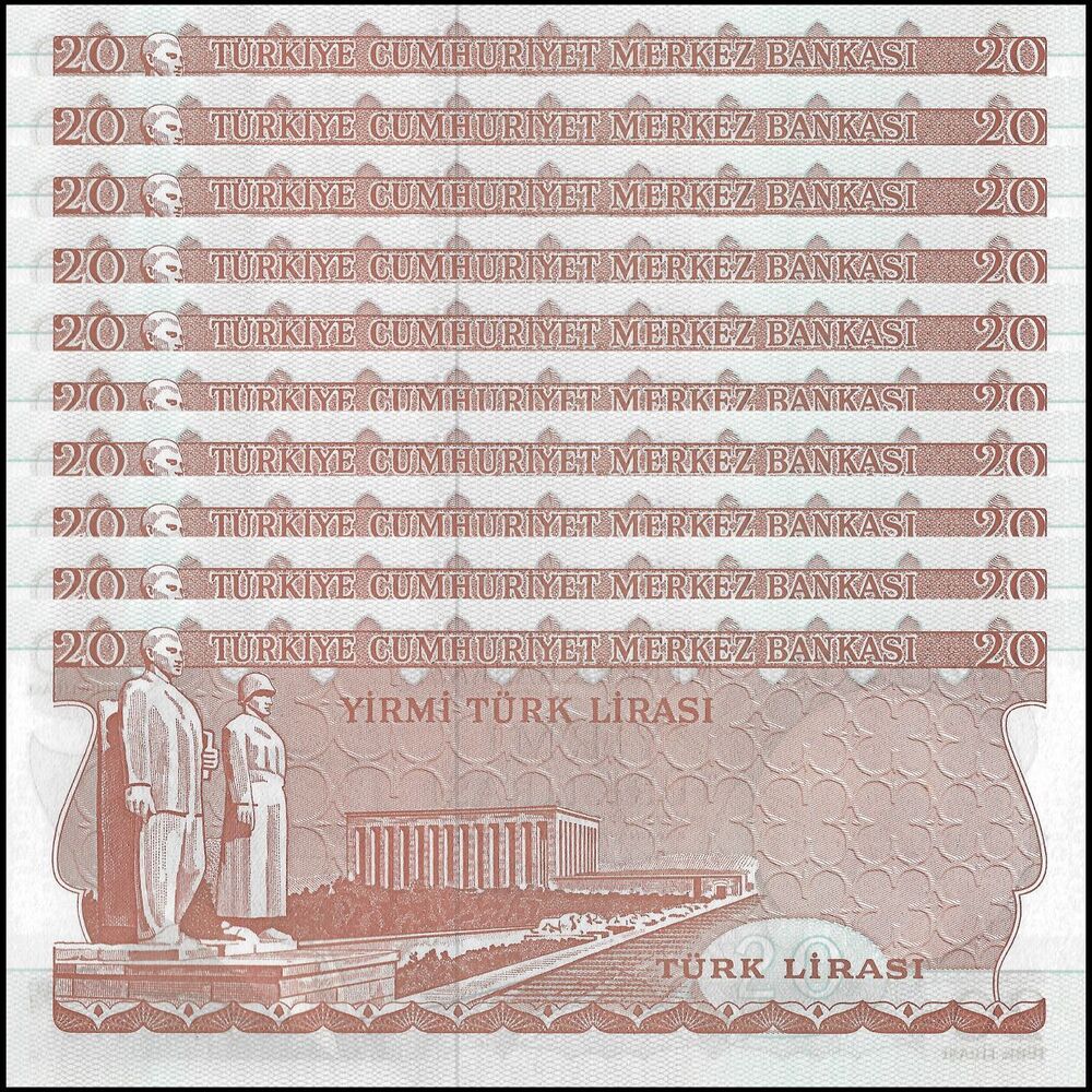 Turkey - 20 Lira 1974 - Pick- 187 - Set 10 PCS