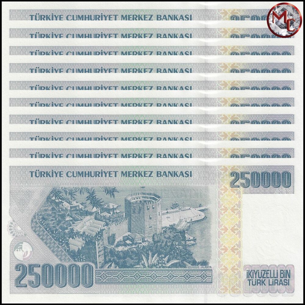Turkey - 250.000 Lira 1998 - Pick- 211 / B286 - Set 10 PCS
