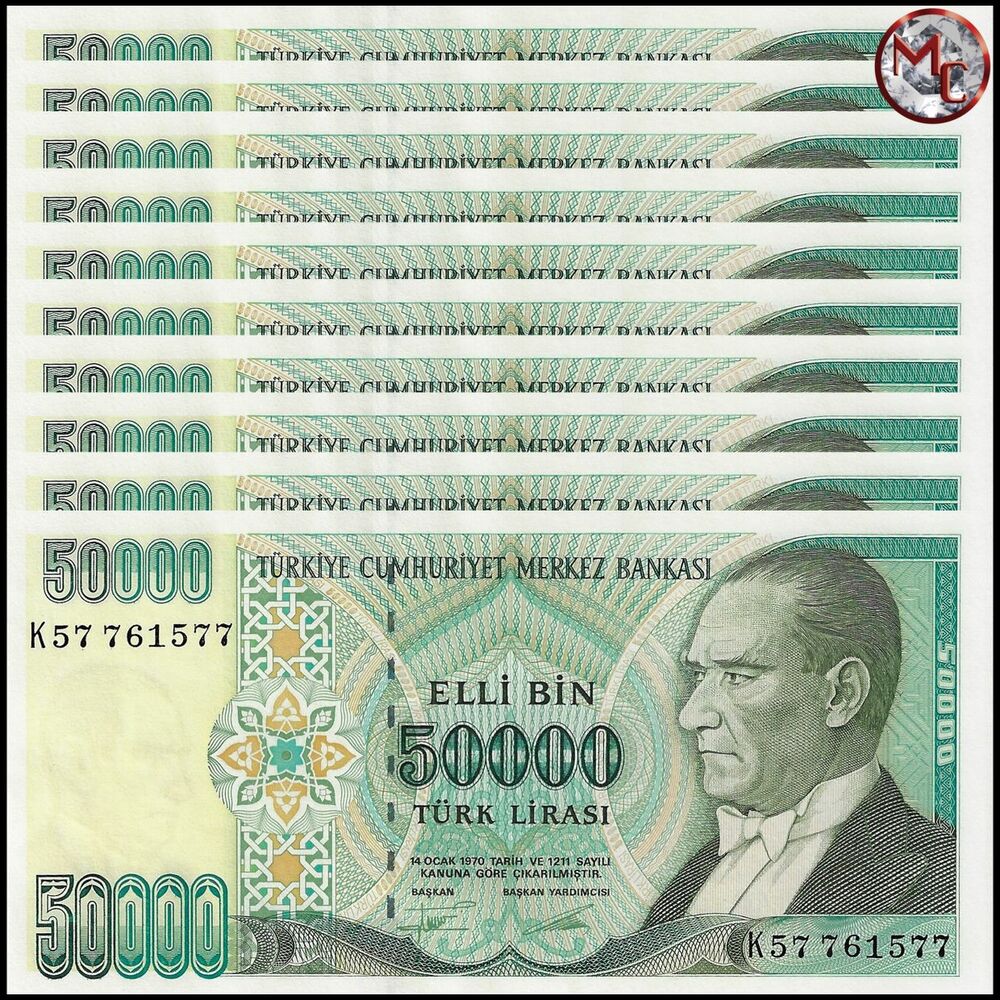 Turkey - 50.000 Lira 1995 - Pick- 204 / B282 - Set 10 PCS