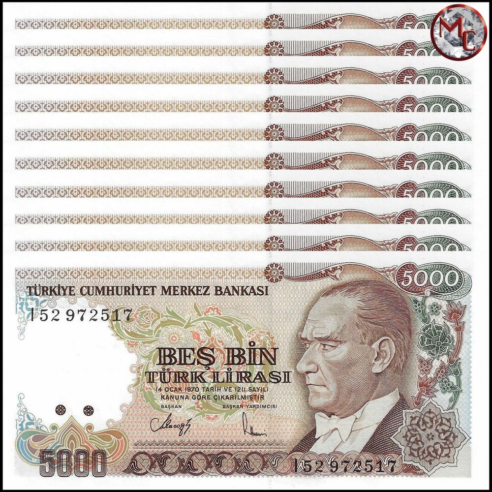 Turkey - 5000 Lira 1990 - Pick- 198 / B275 - Set 10 PCS