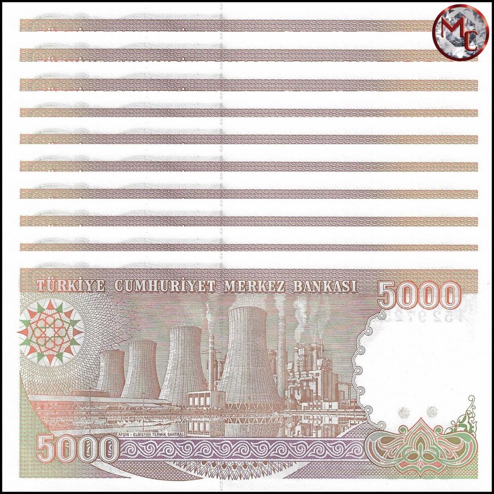 Turkey - 5000 Lira 1990 - Pick- 198 / B275 - Set 10 PCS