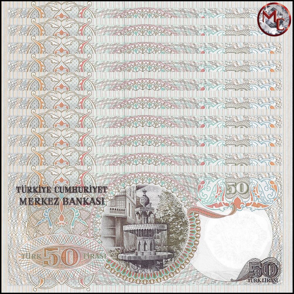 Turkey - 50 Lira 1976 - Pick- 188 / B265a - Set 10 PCS