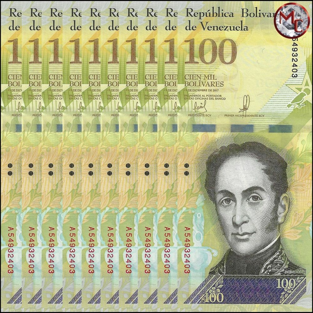 Venezuela - 100.000 Bolivares 2017 - Pick- 100b / B370b - Set 10 PCS