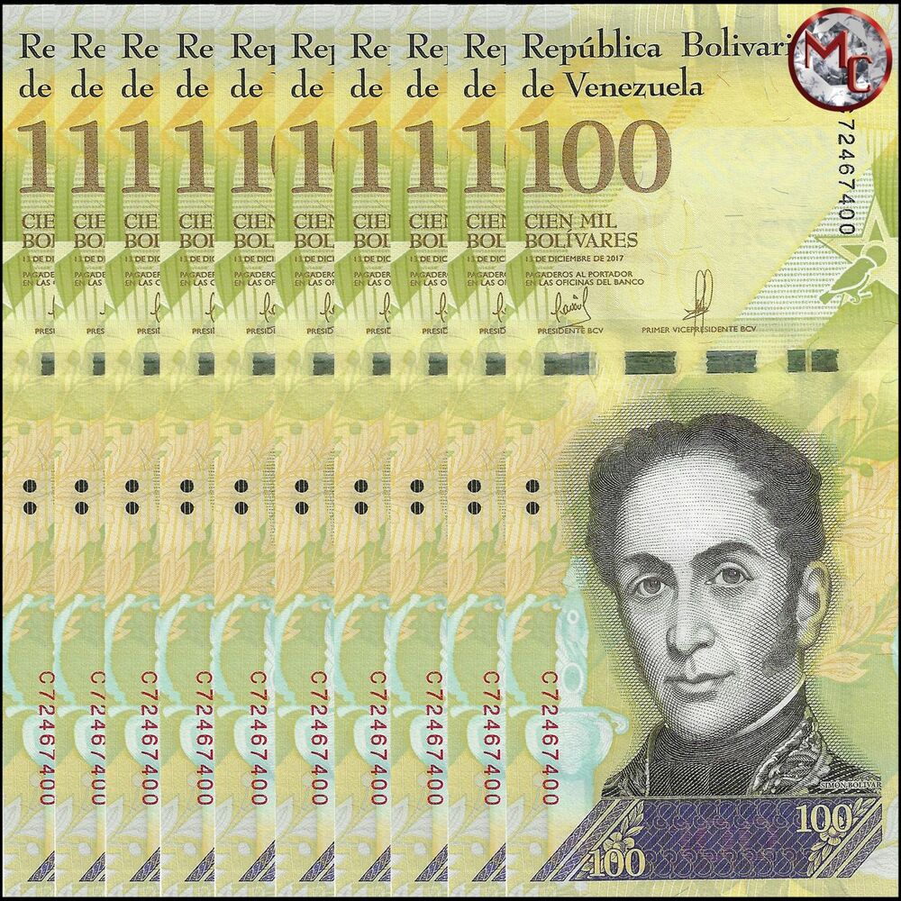 Venezuela - 100.000 Bolivares 2017 - Pick- 100d / B370d - Set 10 PCS
