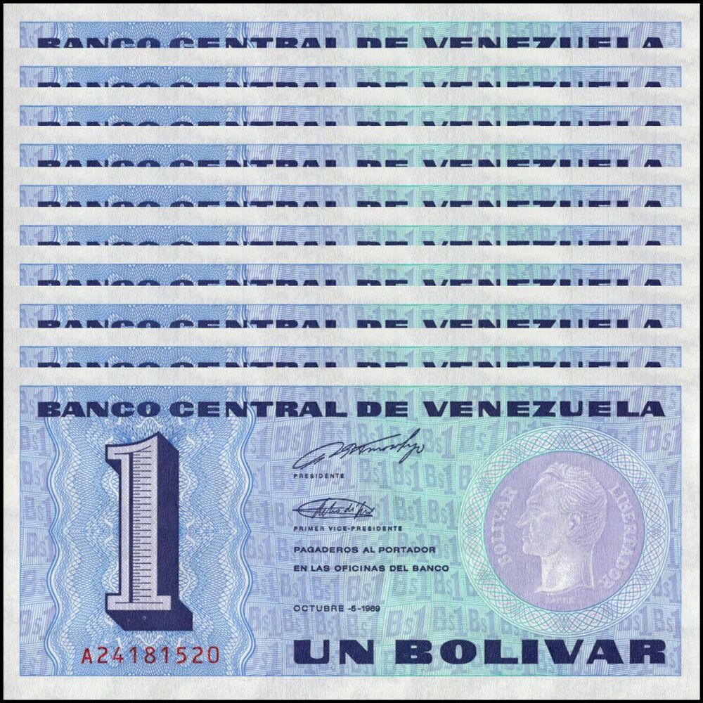 Venezuela - 1 Bolivar 1989 - Pick- 68 / B340 - Set 10 PCS