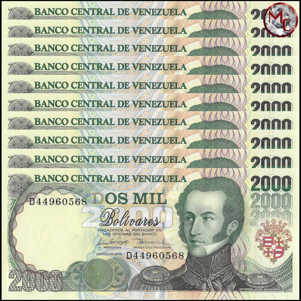 Venezuela - 2000 Bolivares 1998 - Pick- 77c / B346c - Set 10 PCS