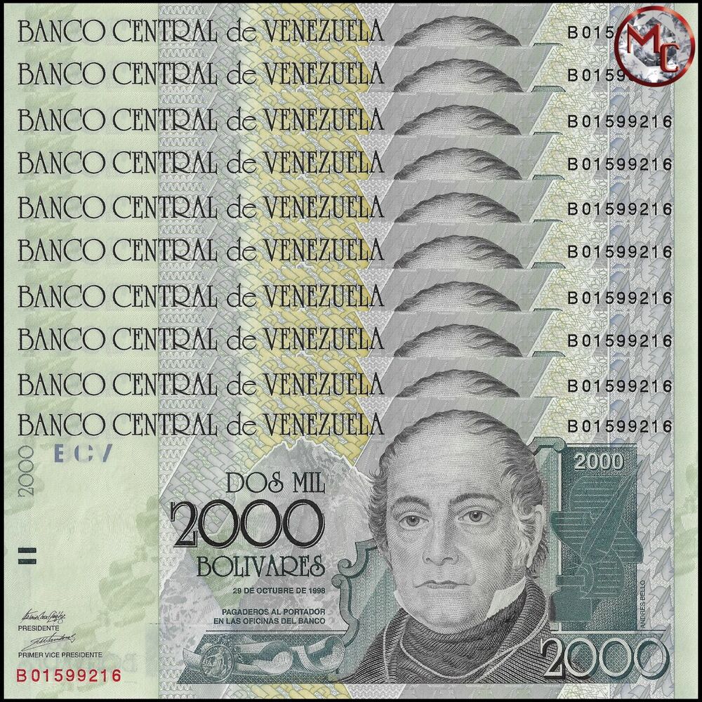 Venezuela - 2000 Bolivares 1998 - Pick- 80 / B351 - Set 10 PCS
