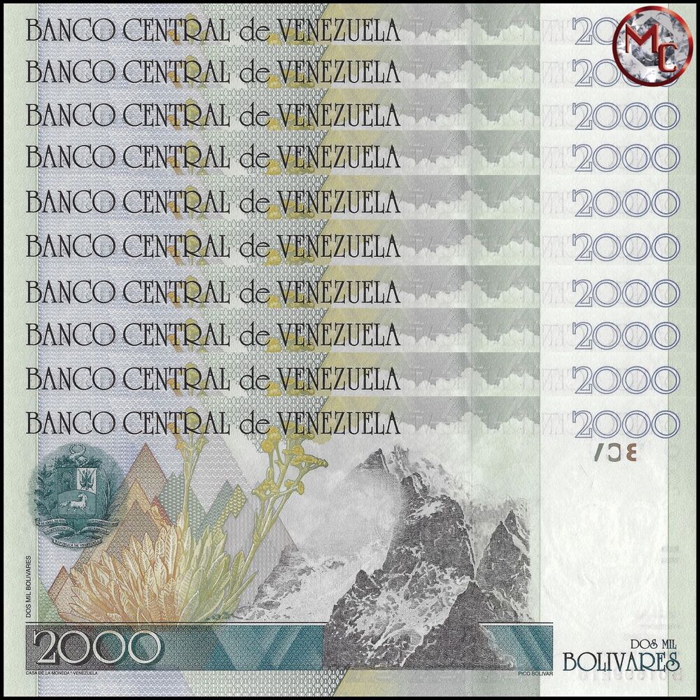 Venezuela - 2000 Bolivares 1998 - Pick- 80 / B351 - Set 10 PCS