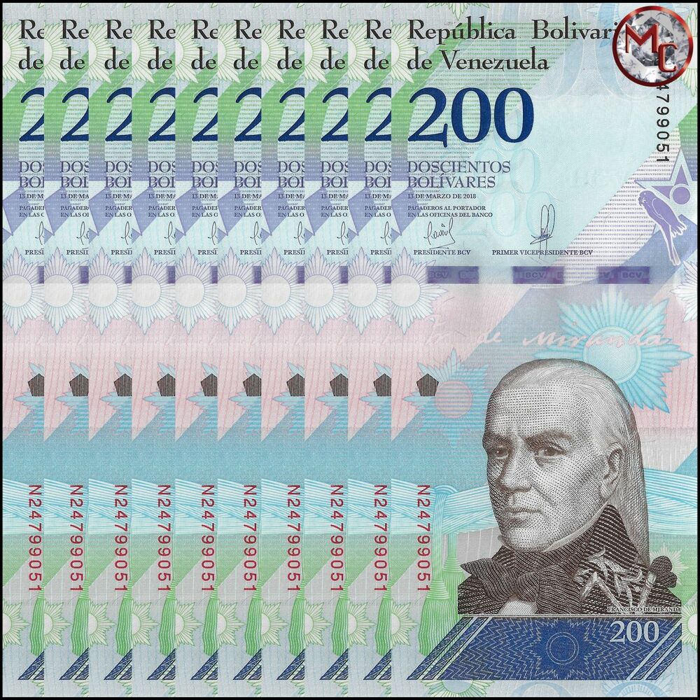 Venezuela - 200 Bolivares 2018 - Pick- 107 / B377 - Set 10 PCS