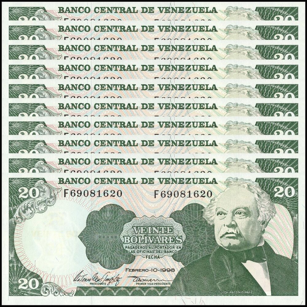 Venezuela - 20 Bolivares 1998 - Pick- 63 / B328f - Set 10 PCS