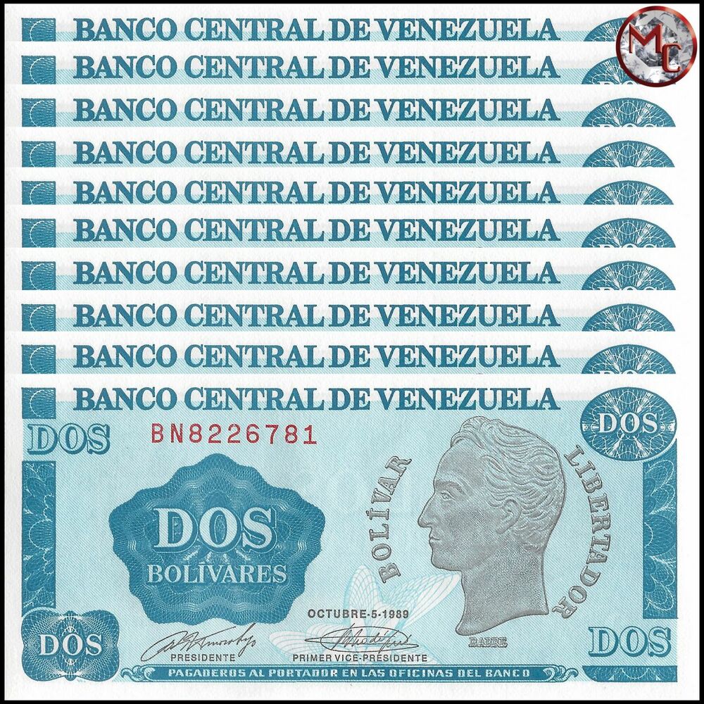 Venezuela - 2 Bolivares 1989 - Pick- 69 / B341 - Set 10 PCS