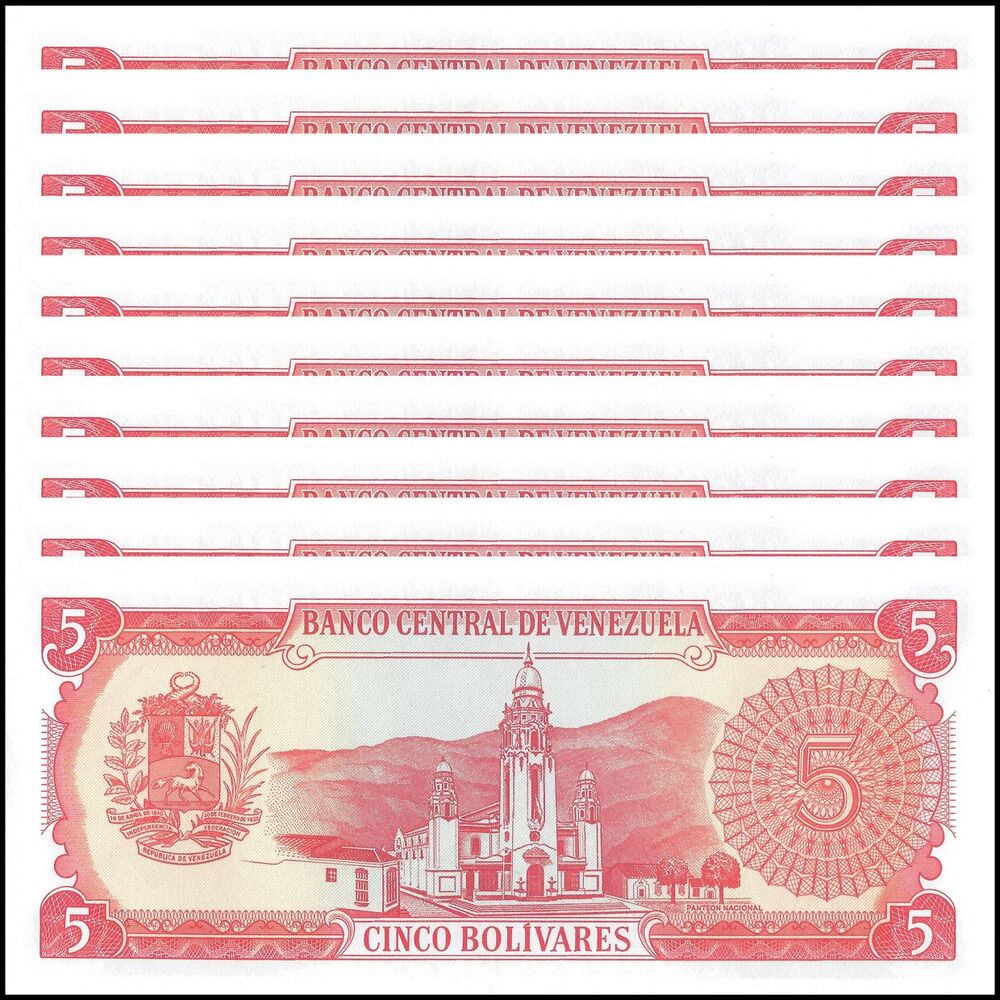 Venezuela - 5 Bolivares 1989 - Pick- 70 / B322 - Set 10 PCS