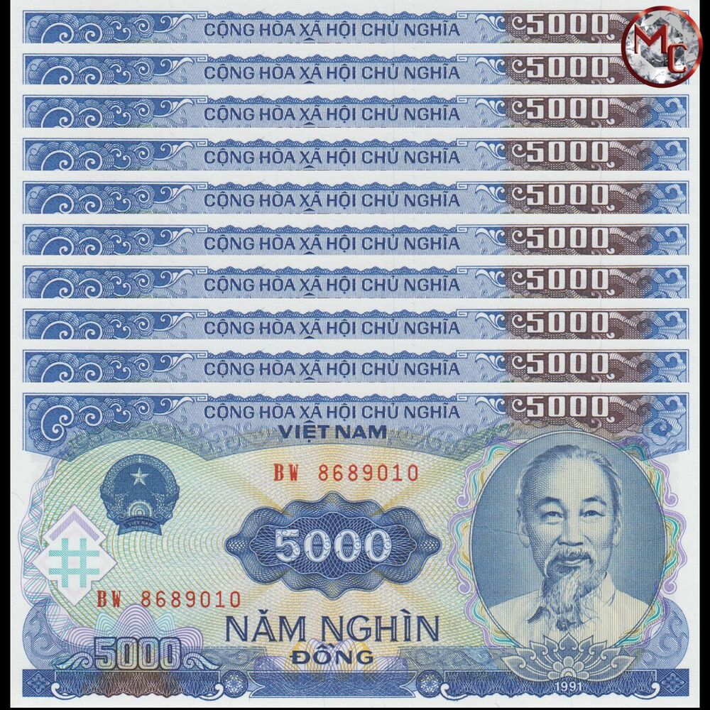 Vietnam - 5000 Dong - Pick- 108 - 1991 - Set 10 PCS