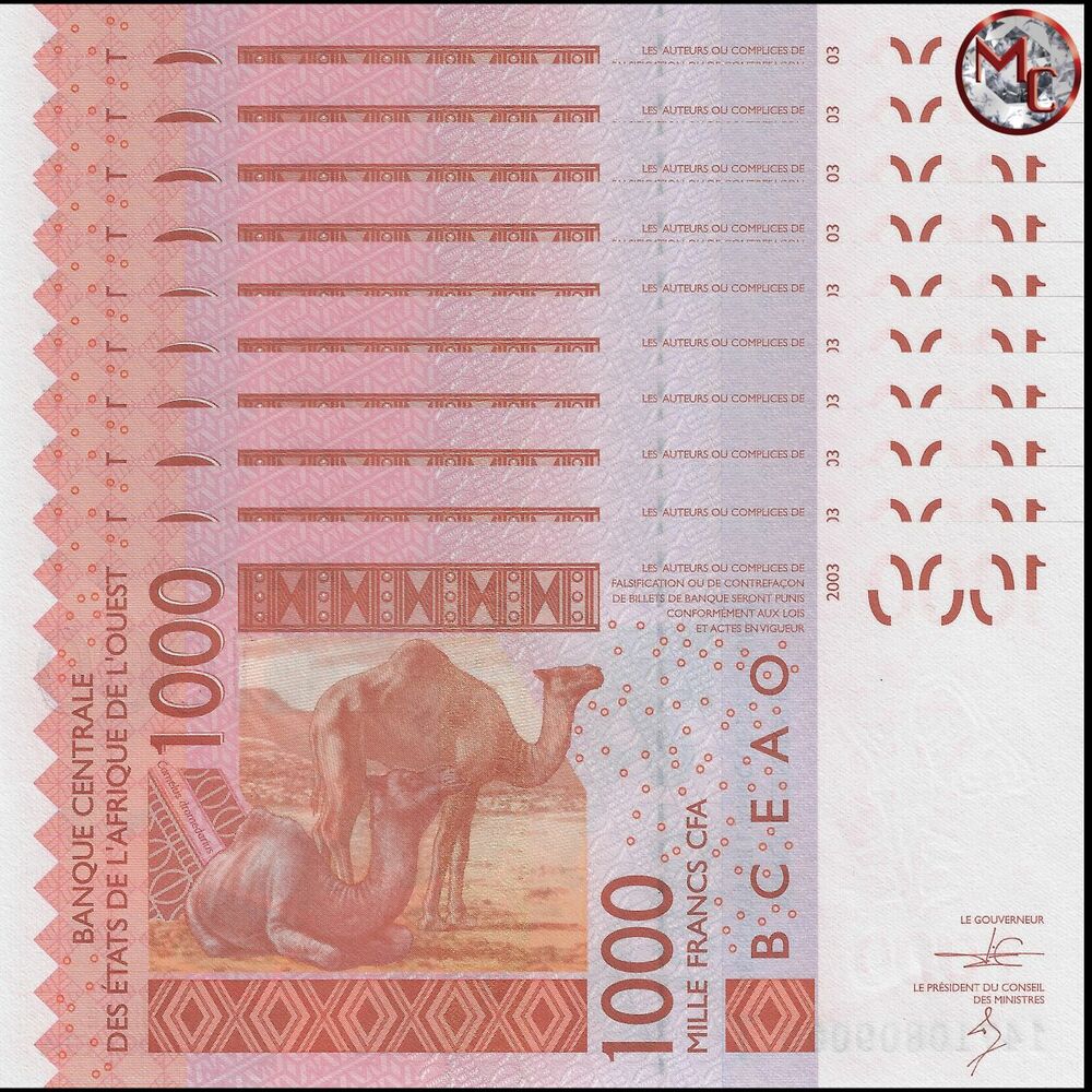 West African States - Togo - 1000 Francs 2014 - Pick- 815Ti / B121Tn - Set 10 PCS