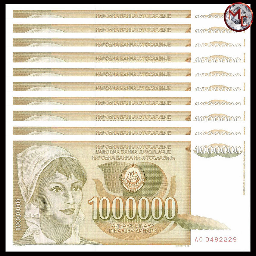 Yugoslavia - 1.000.000 Dinara 1989 - Pick - 99 - Set 10 PCS