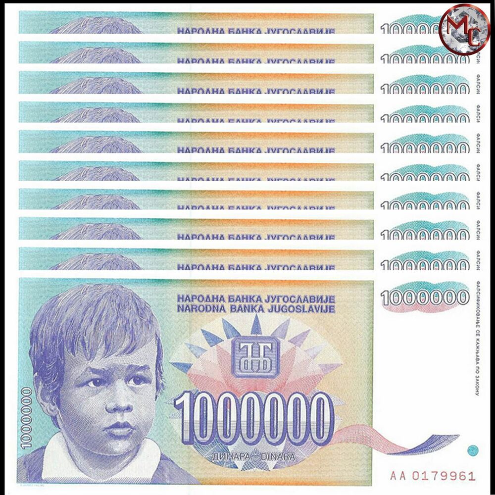 Yugoslavia - 1.000.000 Dinara 1993 - Pick- 120 - Set 10 PCS