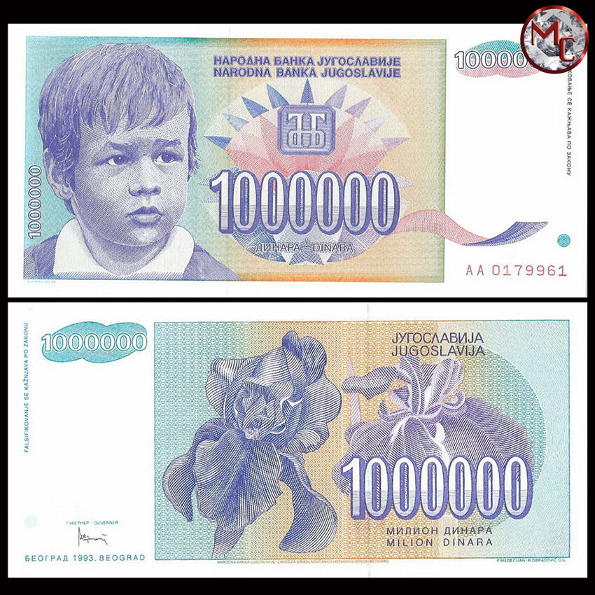 Yugoslavia - 1.000.000 Dinara 1993 - Pick- 120 - Set 10 PCS