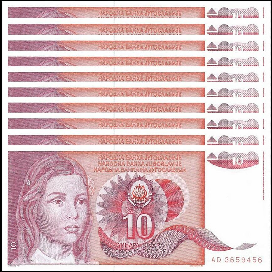 Yugoslavia - 10 Dinara 1990 - Pick- 103 - Set 10 PCS