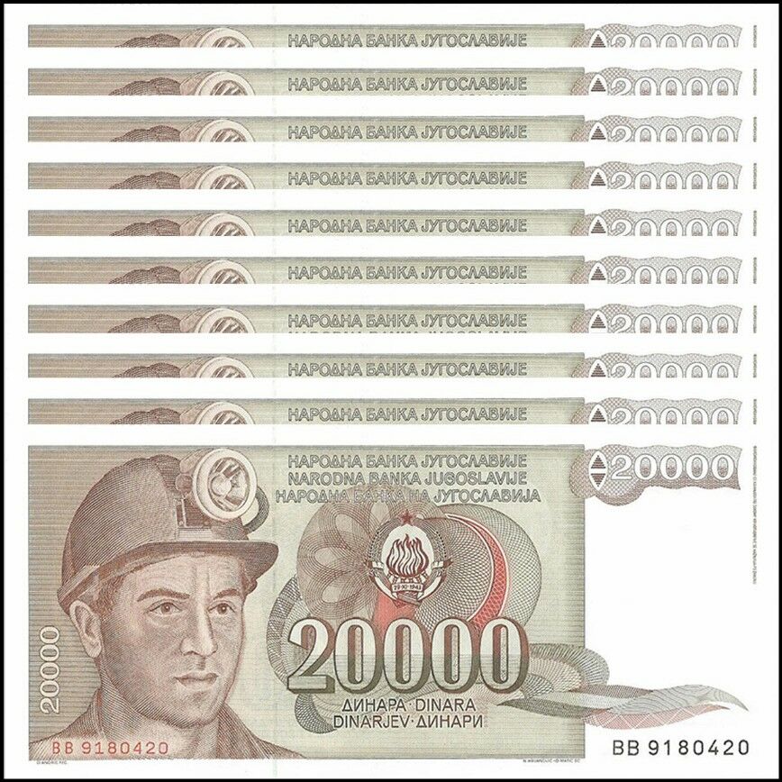 Yugoslavia - 20.000 Dinara 1987 - Pick 95 - Set 10 PCS