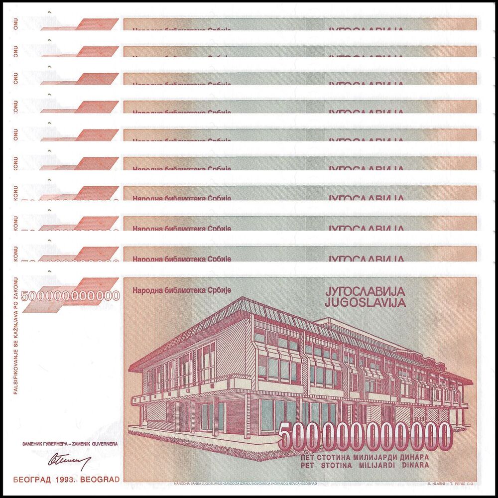 Yugoslavia - 500.000.000.000 Dinara 1993 - Pick- 137 - Set 10 PCS