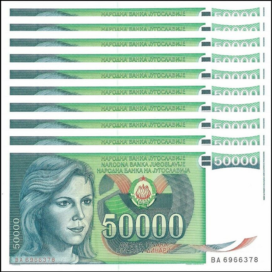 Yugoslavia - 50.000 Dinara 1988 - Pick- 96 - Set 10 PCS