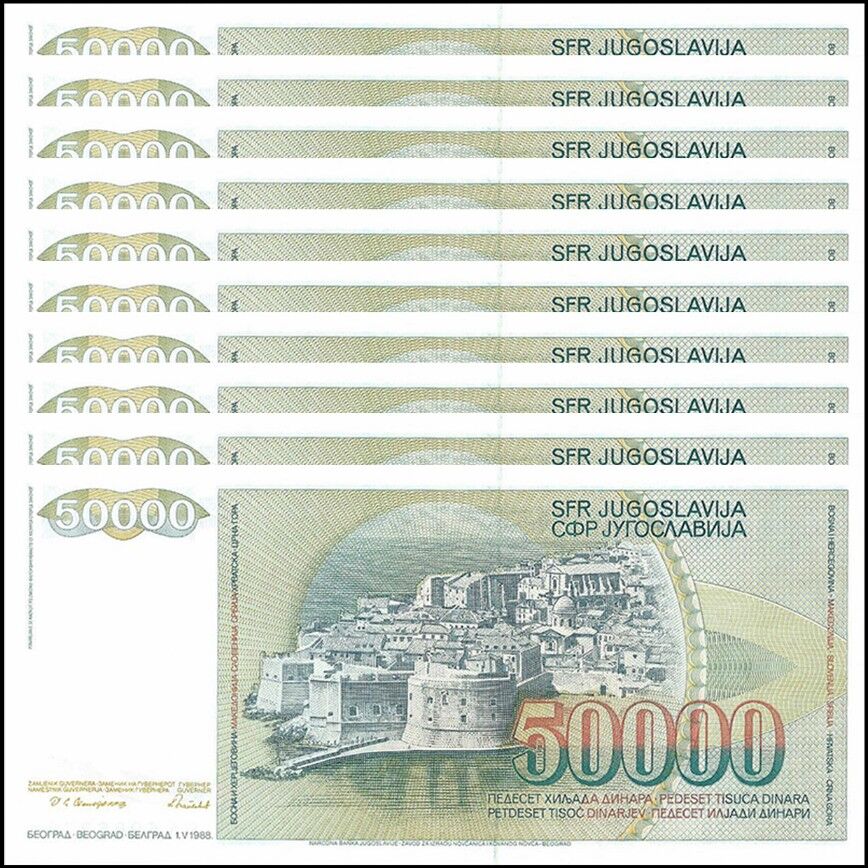 Yugoslavia - 50.000 Dinara 1988 - Pick- 96 - Set 10 PCS