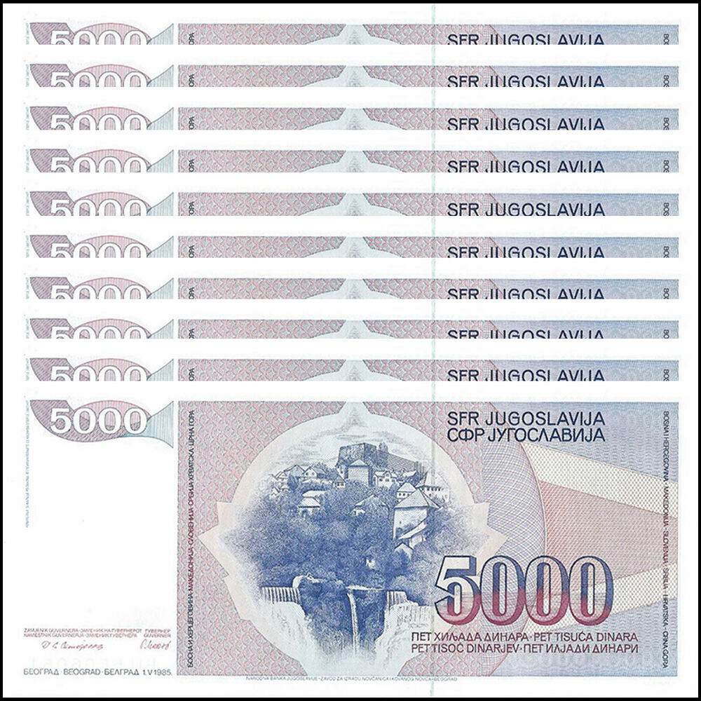 Yugoslavia - 5000 Dinara 1985 - Pick- 93 - Set 10 PCS