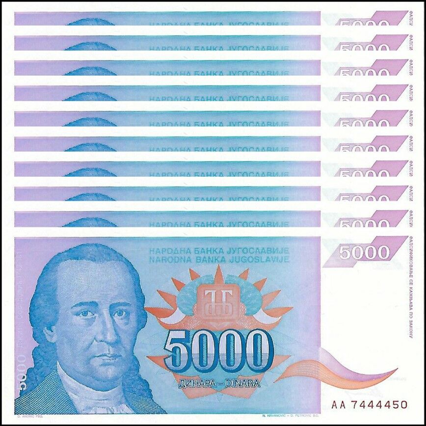 Yugoslavia - 5000 Dinara 1994 - Pick- 141 - Set 10 PCS