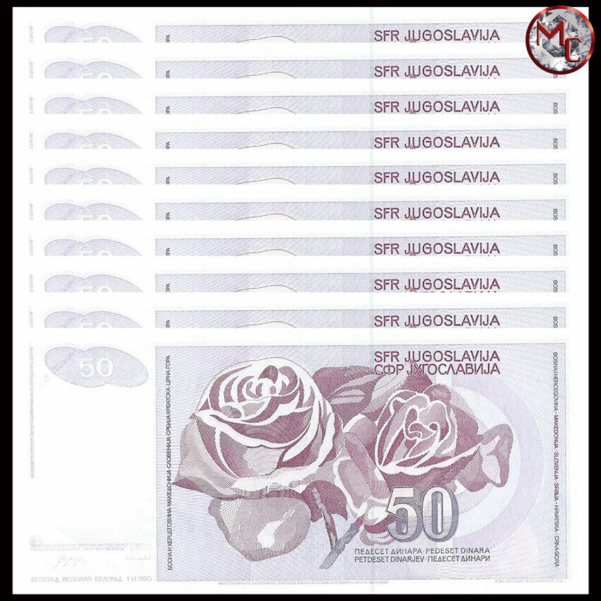 Yugoslawien - 50 Dinara 1990 - Pick- 104 - Set 10 PCS