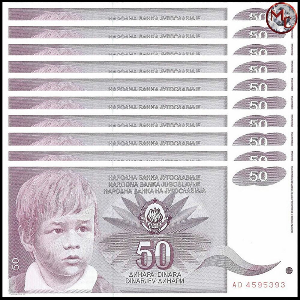 Yugoslawien - 50 Dinara 1990 - Pick- 104 - Set 10 PCS