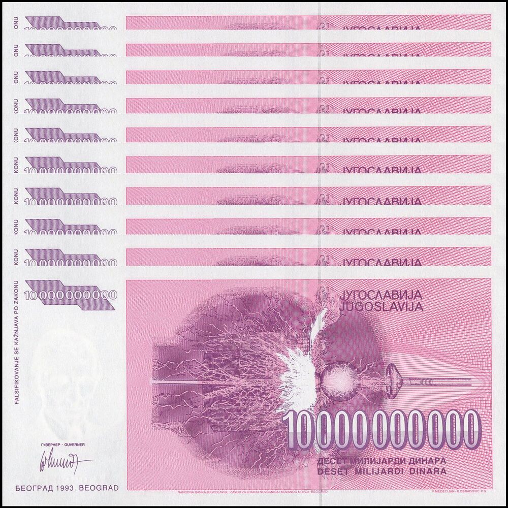 Yugoslavia - 10.000.000.000 Dinara 1993 - Pick- 127 - Set 10 PCS