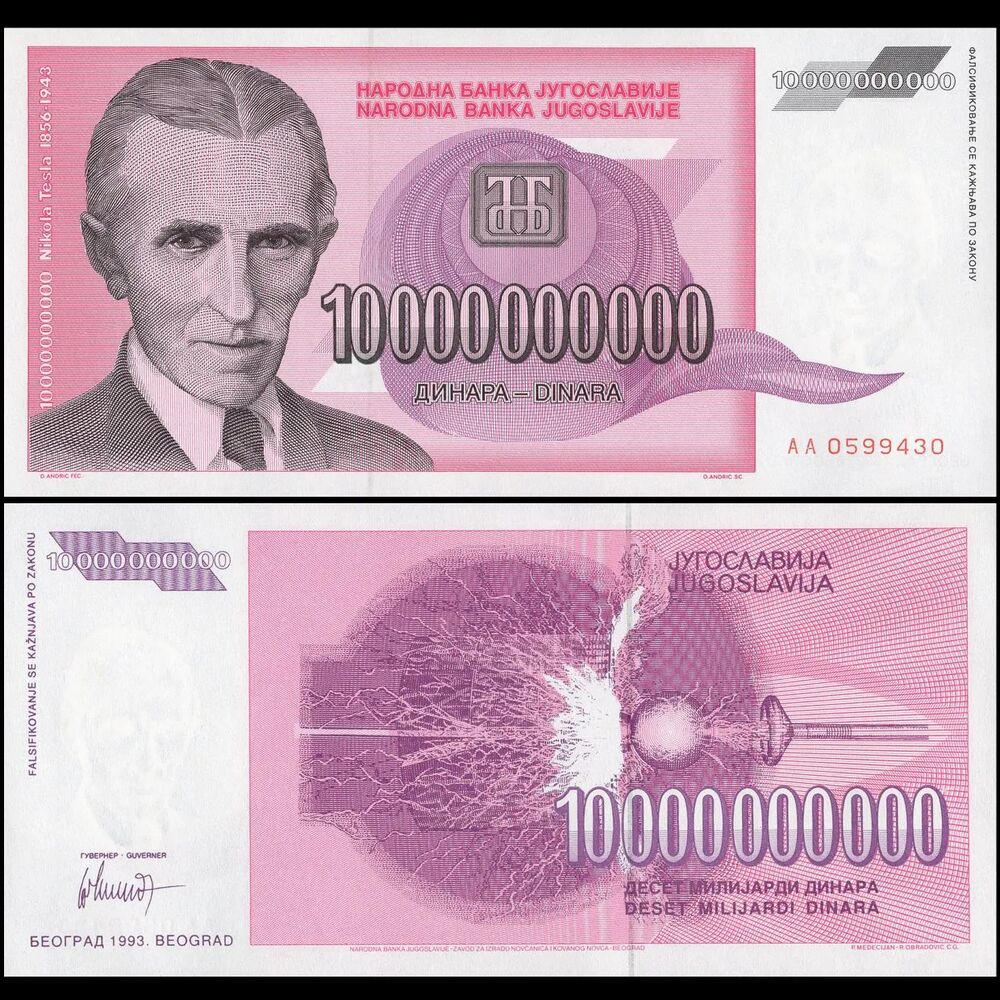 Yugoslavia - 10.000.000.000 Dinara 1993 - Pick- 127 - Set 10 PCS