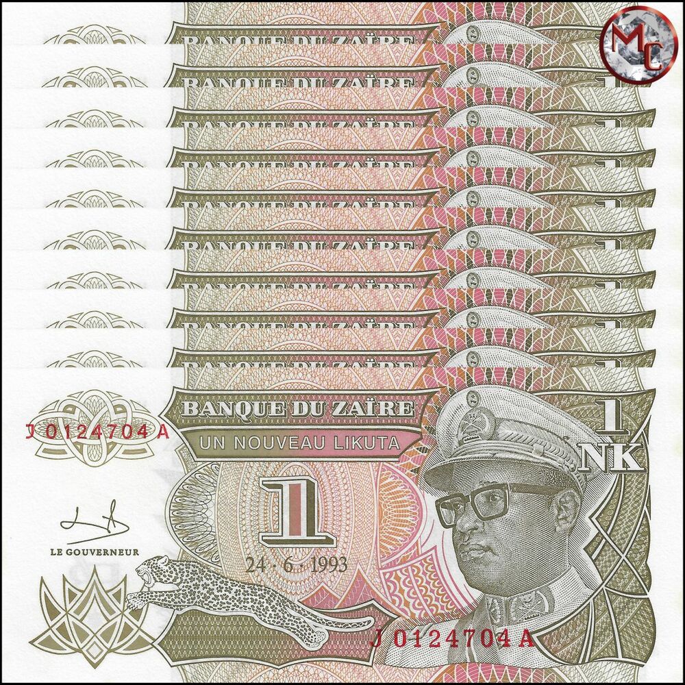 Zaire - 1 Nouveau Likuta 1993 - Pick- 47 / B131 - Set 10 PCS